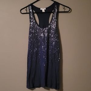 Navy Sequin Racerback Tank